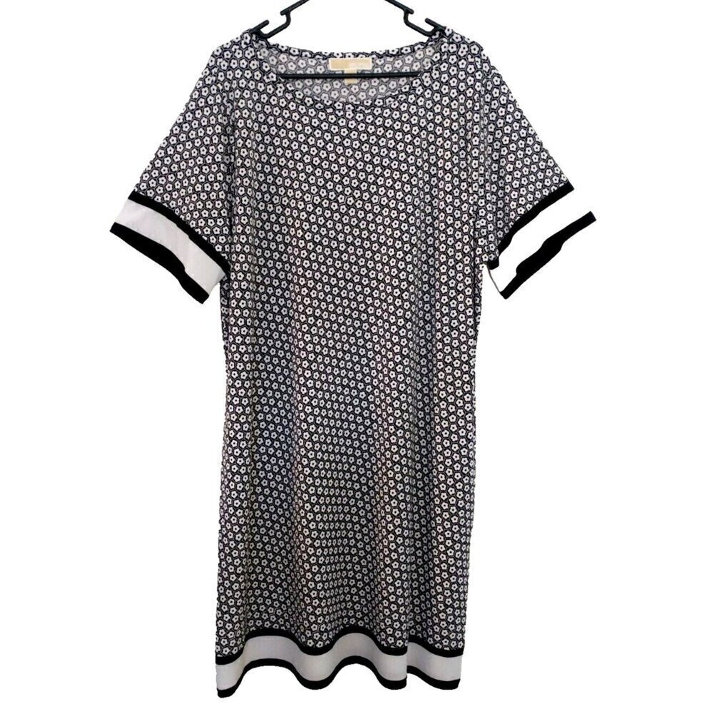 Michael Kors Women's Sheath Dress Black & White Floral Knee Length - 2X  NWT
